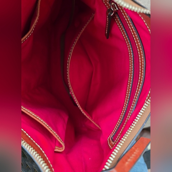 ✨️LIKE NEW✨️: DOONEY & BOURKE NAVY-BLUE & COGNAC Leather Shoulder Bag - Picture 6 of 11